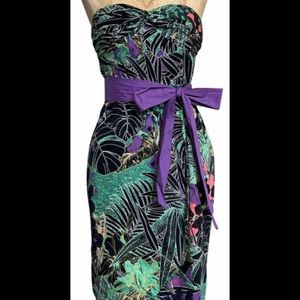 Anthropologie Edme & Esyllte Strapless Tropical Cocktail  Dress Size 0